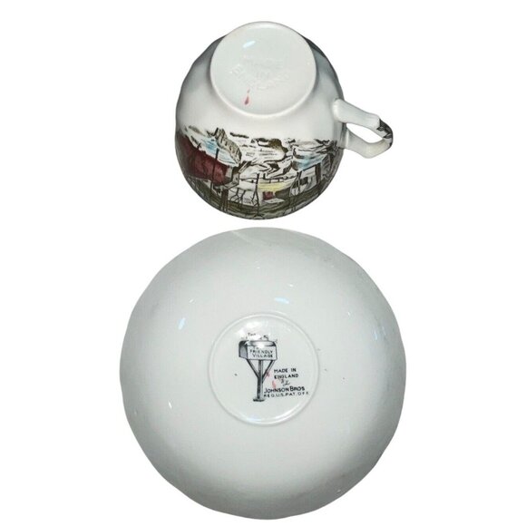 VTG Johnson Brothers Friendly Village Salad Plate, Cup & Saucer England Made - Picture 6 of 11